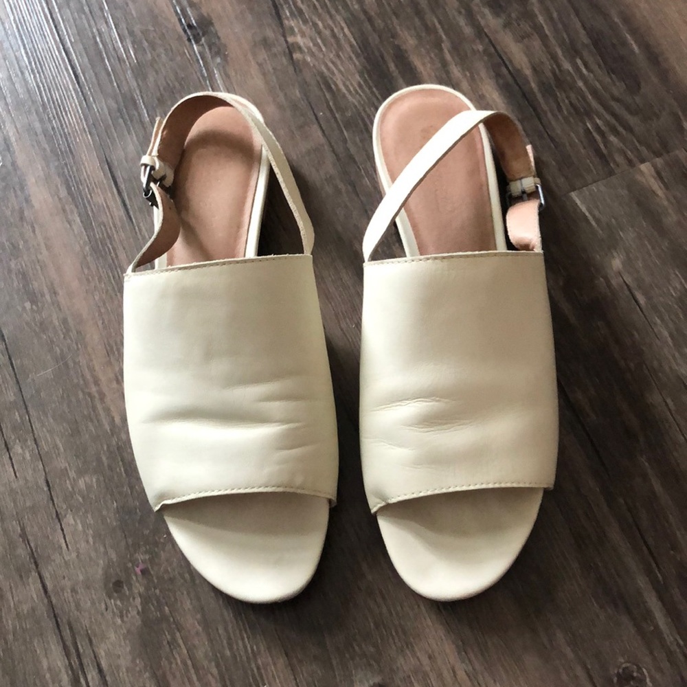 Madewell Noelle Cream Leather Slide Sandals 10